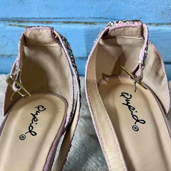 Qupid Multi Glitter Pink Chunky Heels - Picture 7 of 11